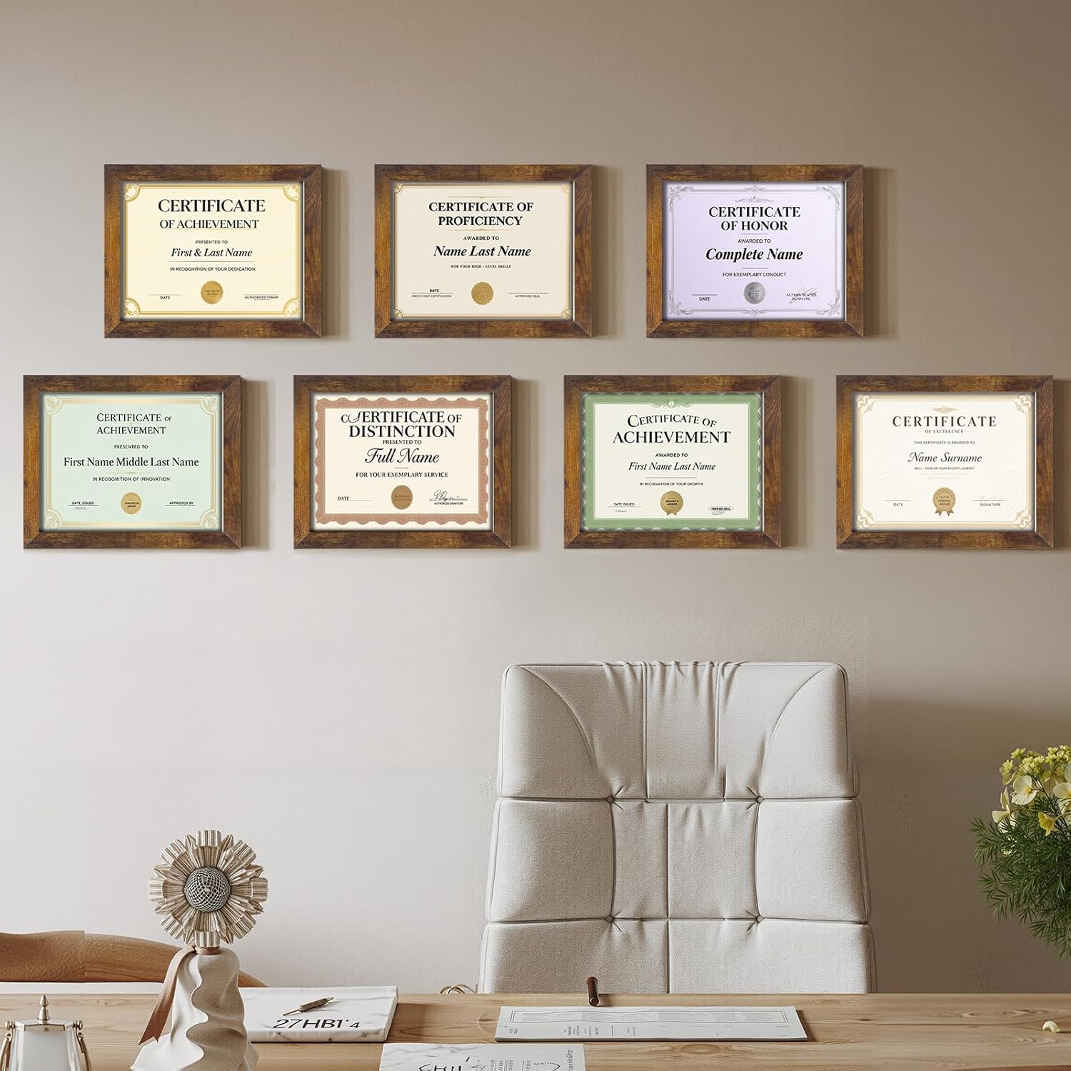 Certifications wall at Dr. Mane's Dental Clinic